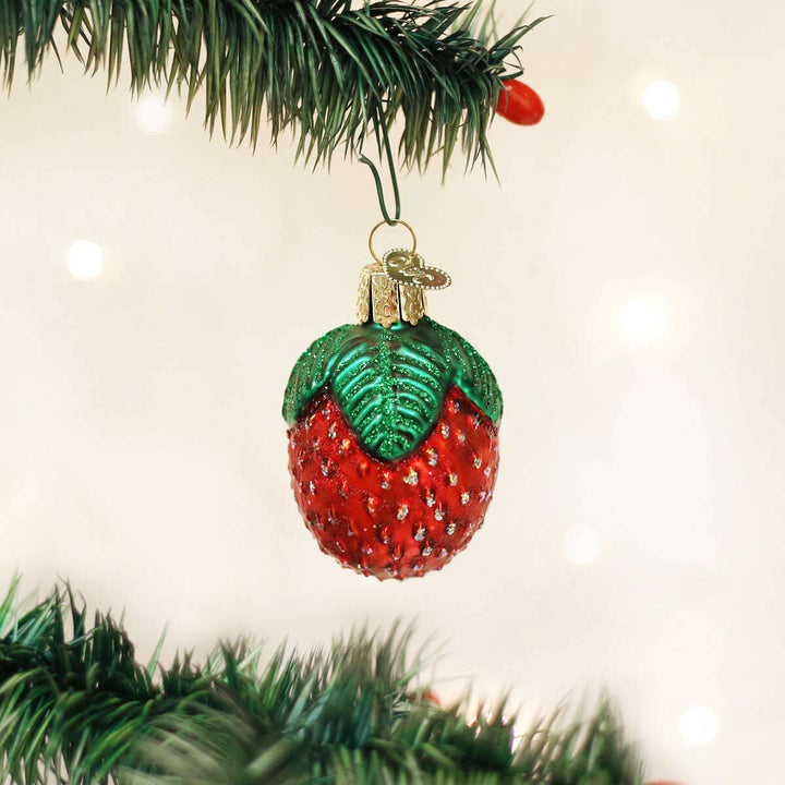 Old World Christmas Sparkling Strawberry Blown Glass Ornament