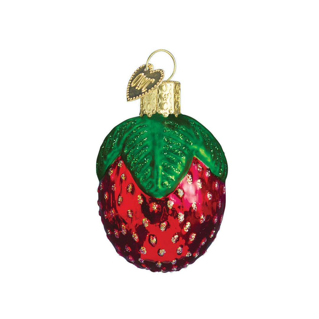 Old World Christmas Sparkling Strawberry Blown Glass Ornament