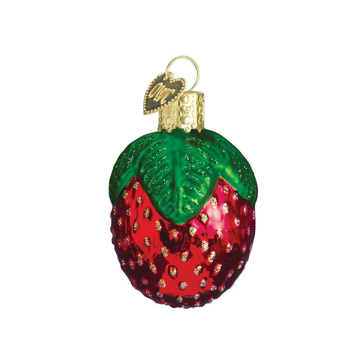Old World Christmas Sparkling Strawberry Blown Glass Ornament