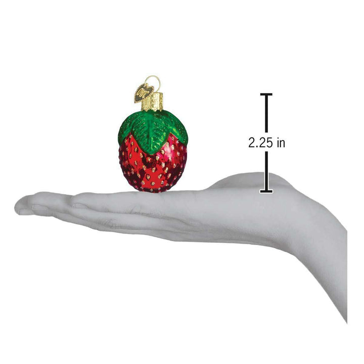 Old World Christmas Sparkling Strawberry Blown Glass Ornament