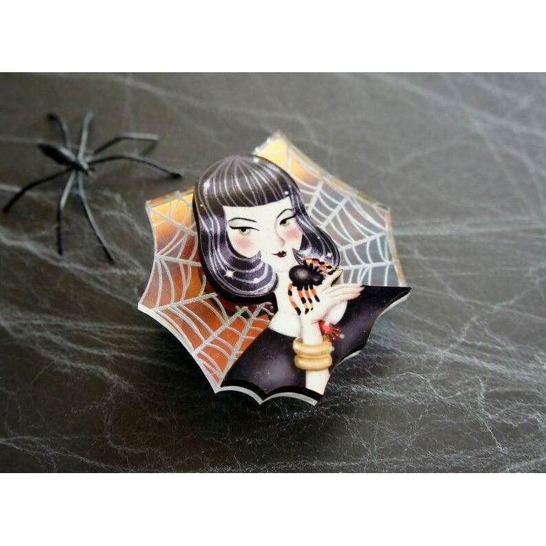 Spider Woman with Web Brooch by LaliBlue - Quirks!