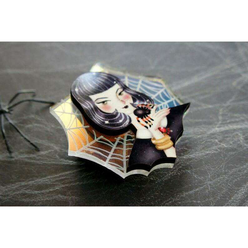 Spider Woman with Web Brooch by LaliBlue - Quirks!