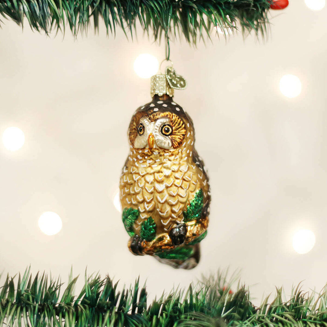 Old World Christmas Spotted Owl Blown Glass Ornament