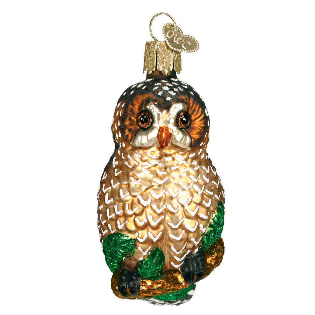 Old World Christmas Spotted Owl Blown Glass Ornament