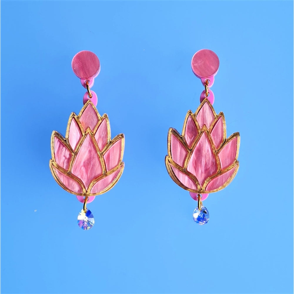 Spring Lotus Flower Earrings by Cherryloco Jewellery 3