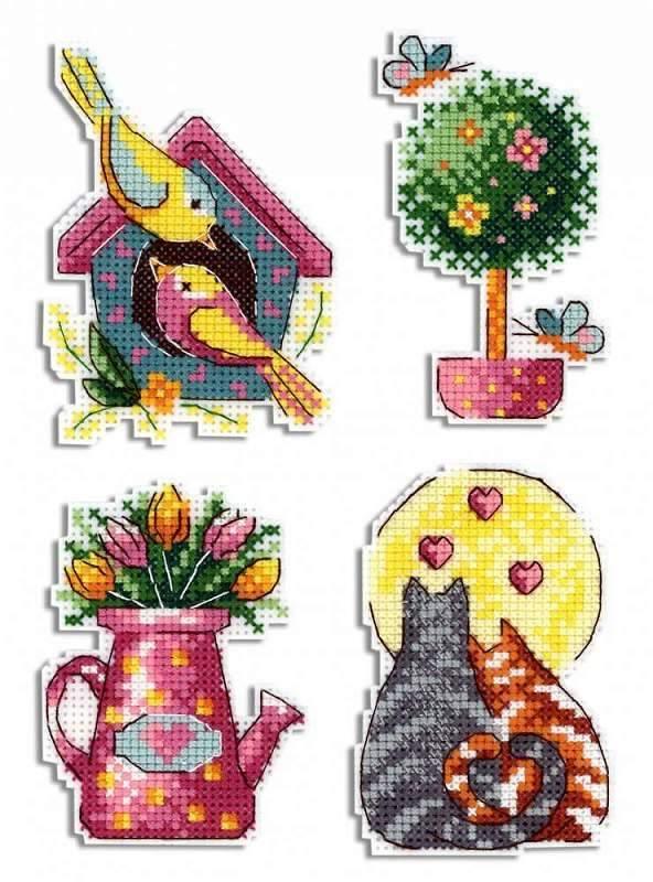 Spring. Magnets SR-578  Plastic Canvas Counted Cross Stitch Kit