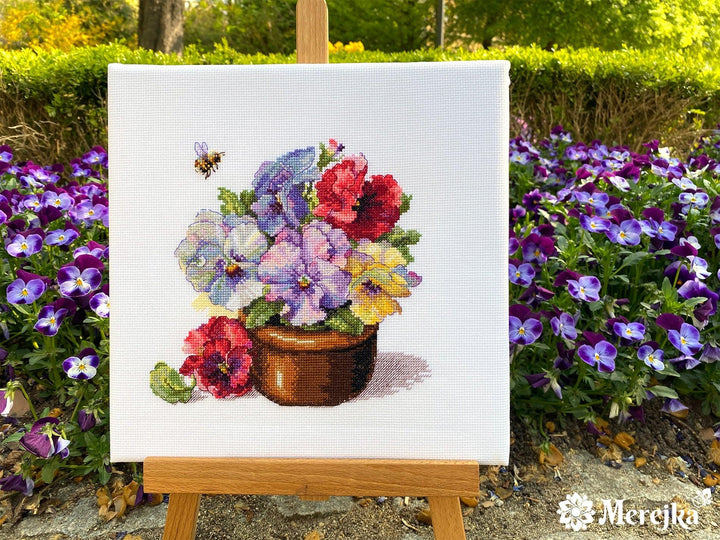 Spring Pansies K-215 Counted Cross-Stitch Kit