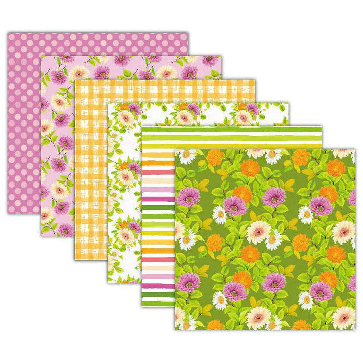 Spring Scrapbook Paper Pack. 12 Sheets of 15.2x15.2cm Heavyweight Paper Pad F07M2-3 AC230901-06