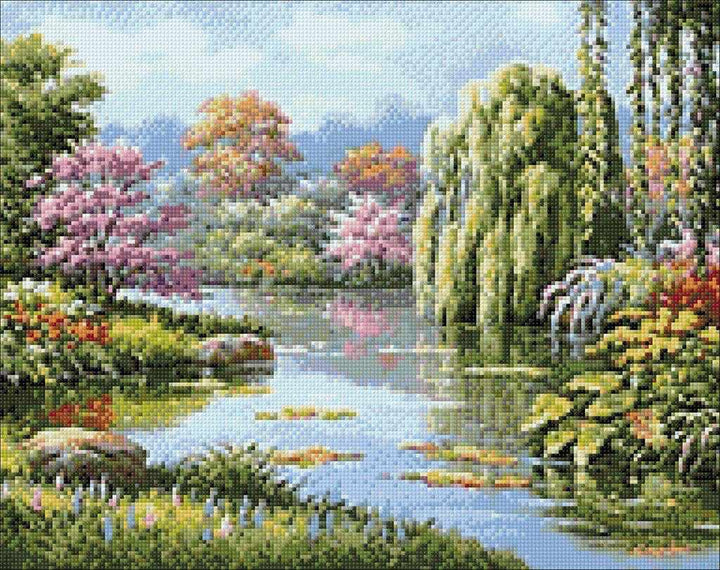 Springs Hidden Pond WD090 18.9 x 14.9 inches Wizardi Diamond Painting Kit