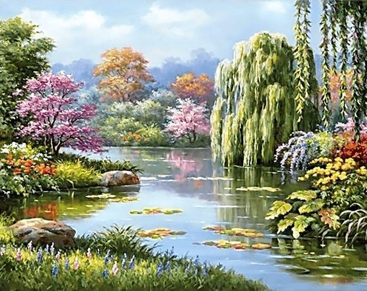 Springs Hidden Pond WD090 18.9 x 14.9 inches Wizardi Diamond Painting Kit