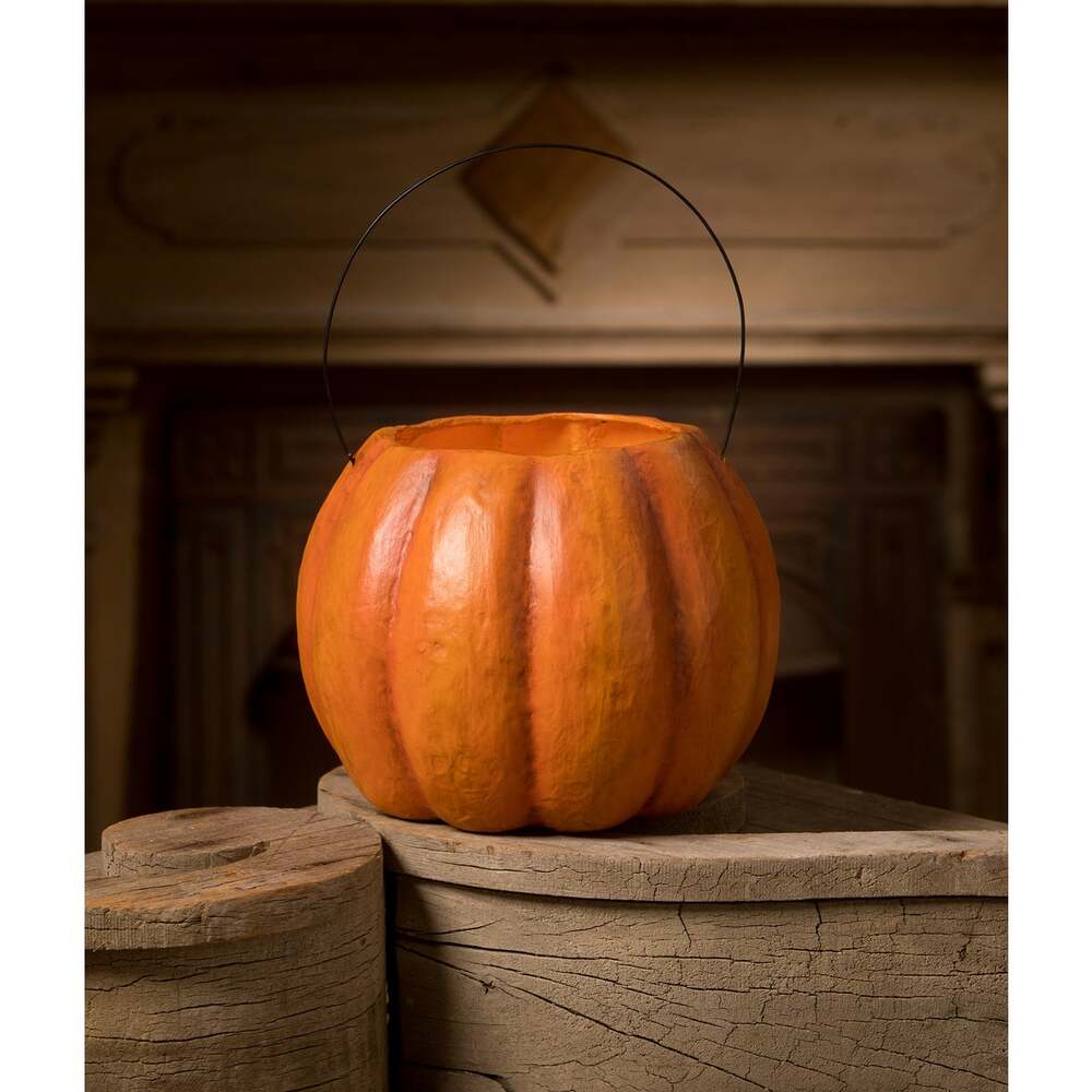 Spunky Pumpkin Bucket Paper Mache by Bethany Lowe Designs 2