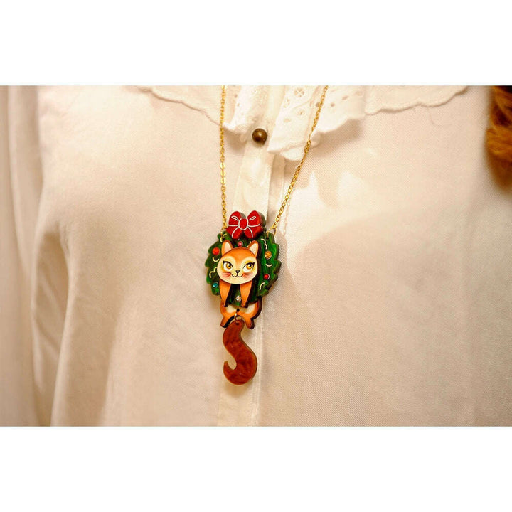 Squirrel in A Christmas Wreath Necklace by Laliblue – view 4
