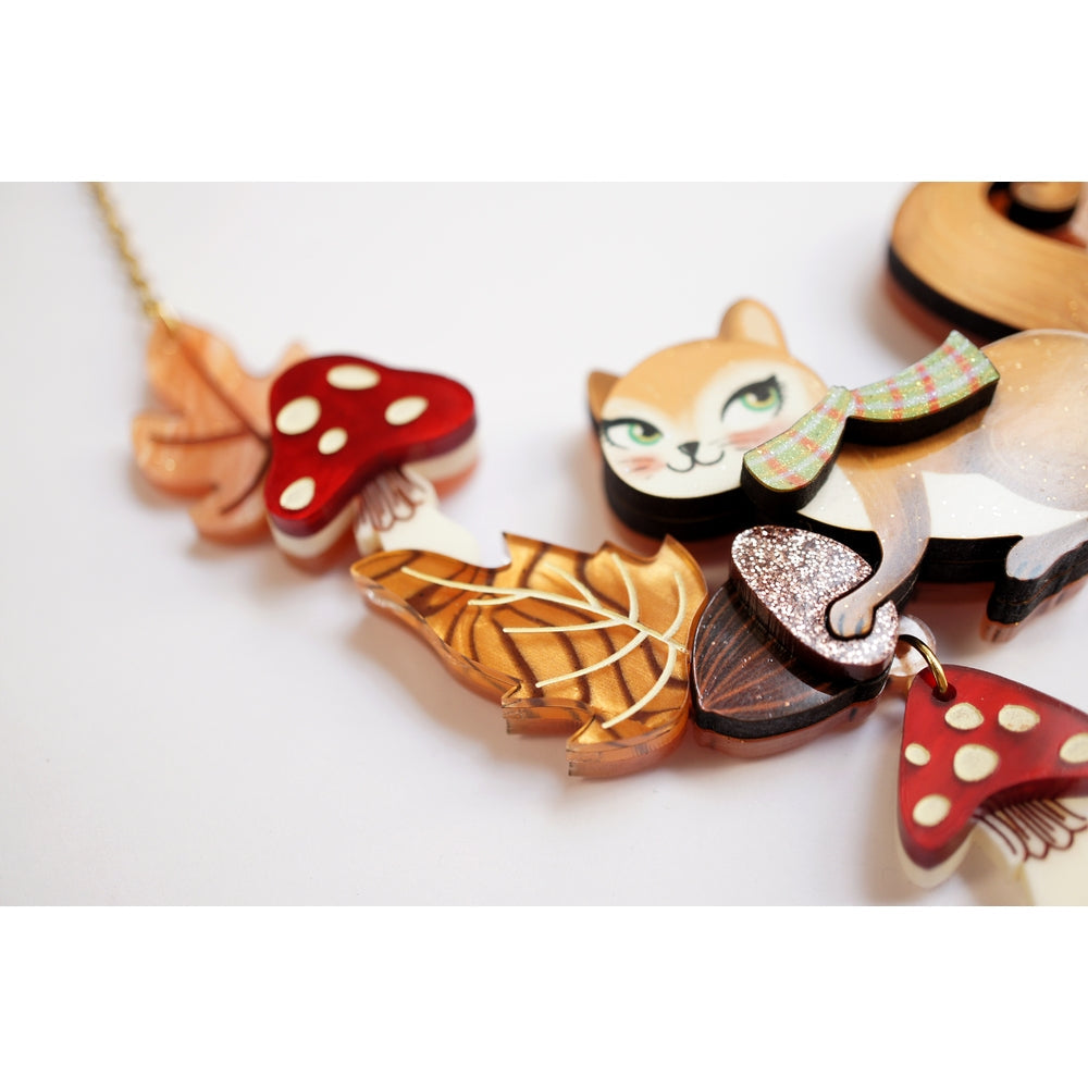 Squirrel with Mushrooms Necklace by Laliblue 3