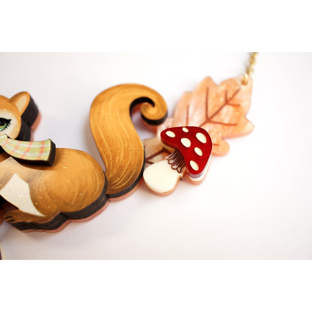 Squirrel with Mushrooms Necklace by Laliblue 4