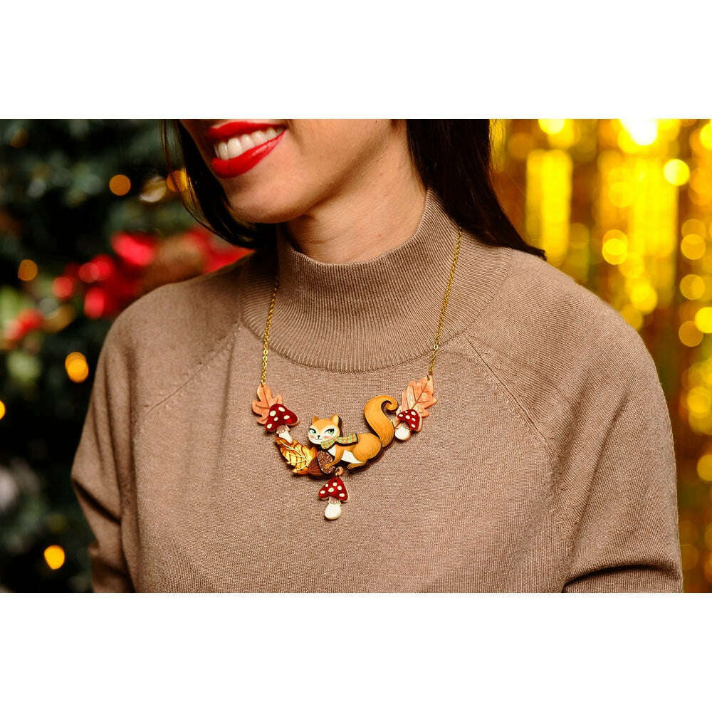 Squirrel with Mushrooms Necklace by Laliblue – view 2