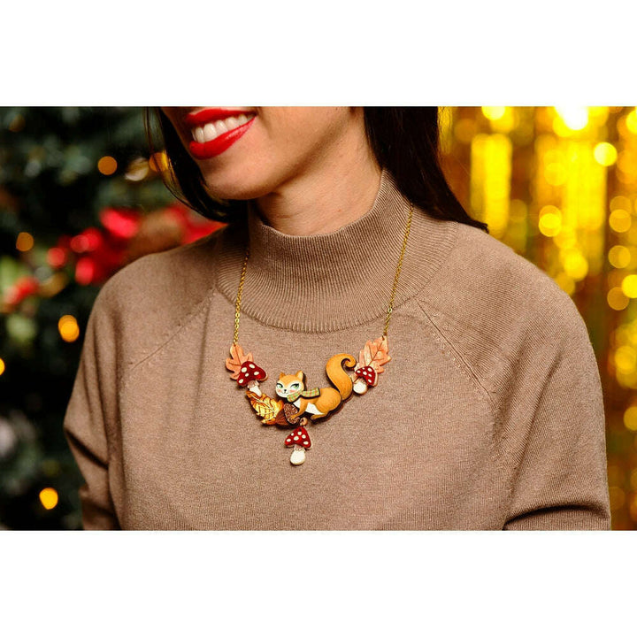 Squirrel with Mushrooms Necklace by Laliblue – view 2