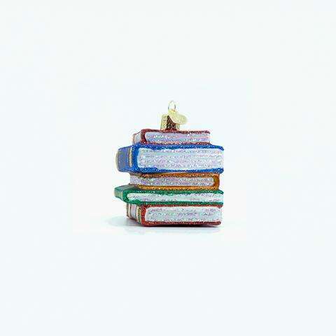 Old World Christmas Stack of Books Blown Glass Ornament