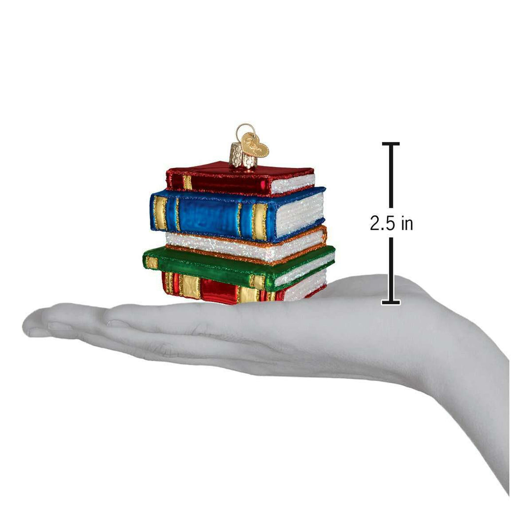 Old World Christmas Stack of Books Blown Glass Ornament