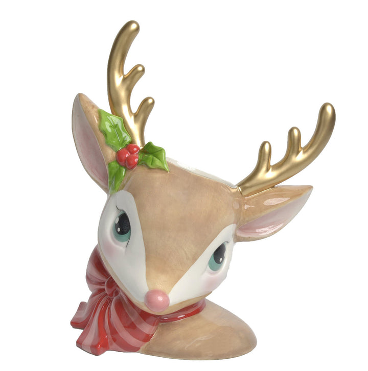 Retro Brown Deer Head Vase by December Diamonds