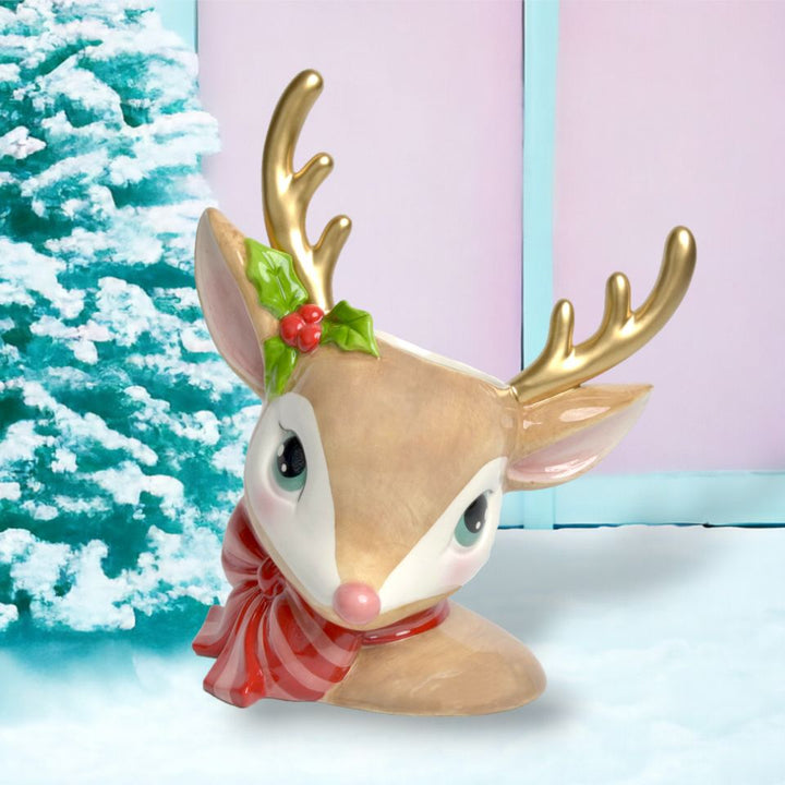 Retro Brown Deer Head Vase by December Diamonds