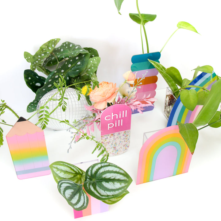 Pink Rainbow Stripe Standing Propagation Planter