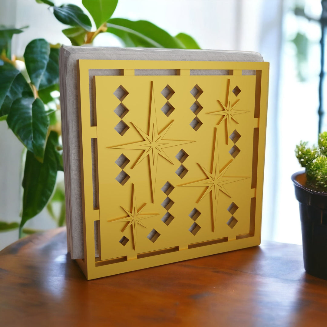 Mid Century Modern Retro Style Starbursts Napkin Holder