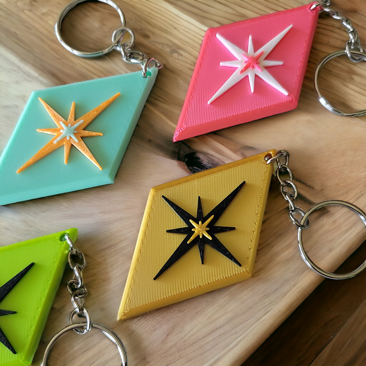 Retro Midcentury Modern Starburst Diamond Keychain