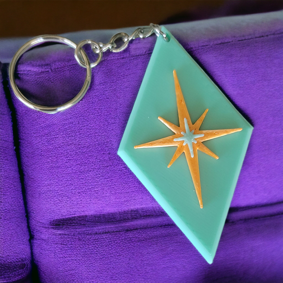 Retro Midcentury Modern Starburst Diamond Keychain