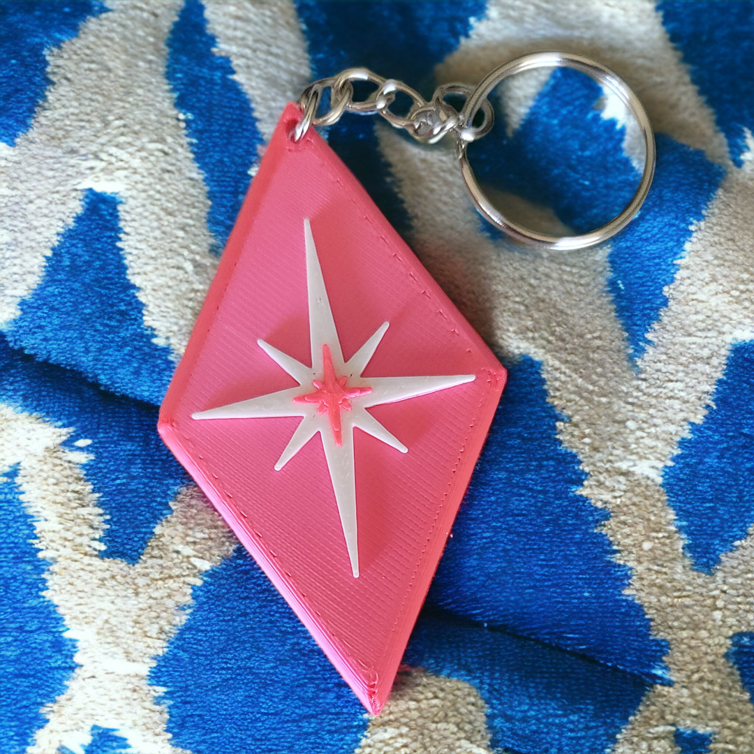 Retro Midcentury Modern Starburst Diamond Keychain