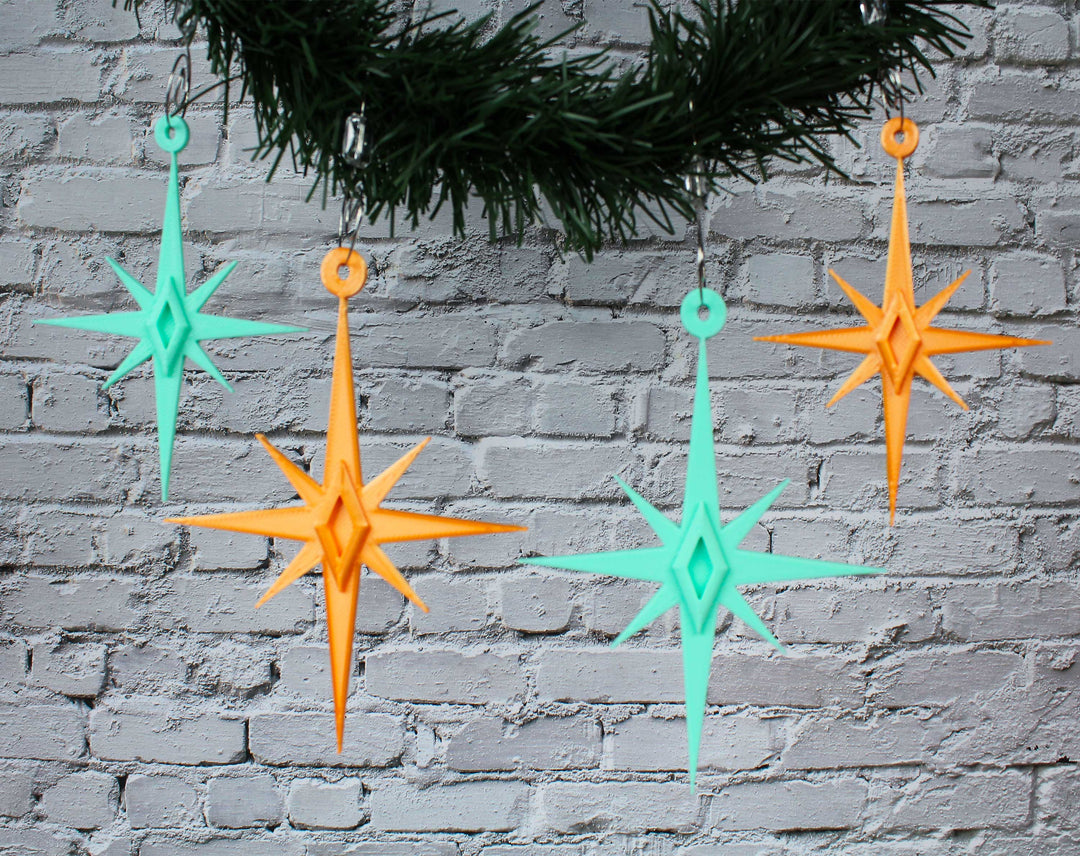 Midcentury Modern Starbursts Ornaments (4 Pack)