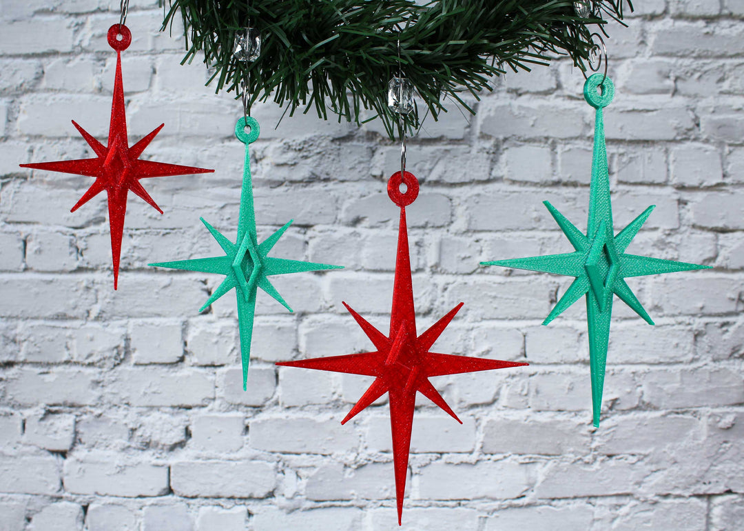 Midcentury Modern Starbursts Ornaments (4 Pack)