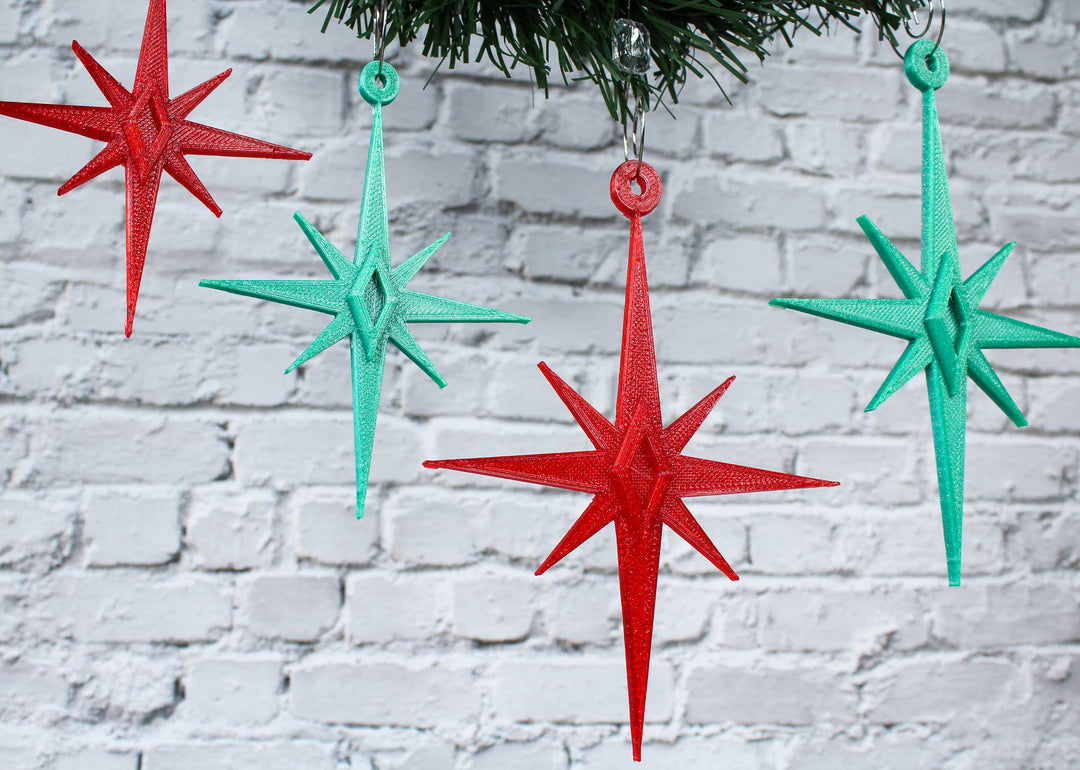 Midcentury Modern Starbursts Ornaments (4 Pack)