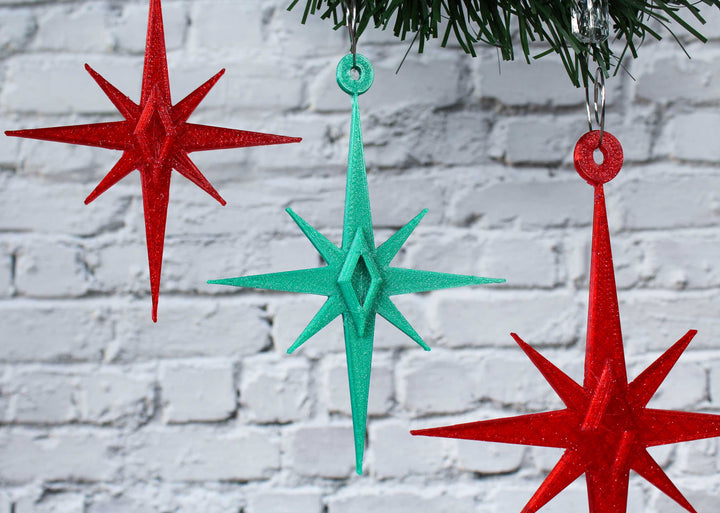 Midcentury Modern Starbursts Ornaments (4 Pack)