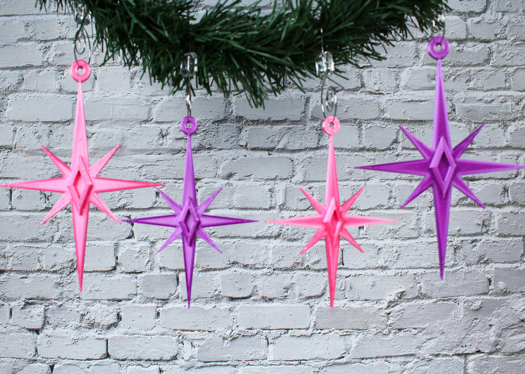 Midcentury Modern Starbursts Ornaments (4 Pack)