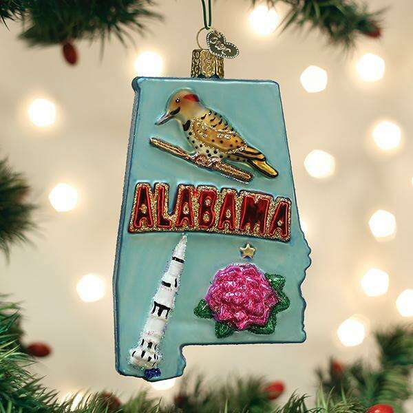 Old World Christmas State of Alabama Blown Glass Ornament
