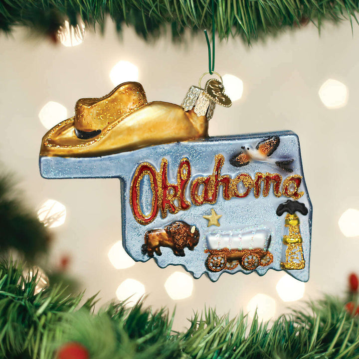 Old World Christmas State of Oklahoma Blown Glass Ornament