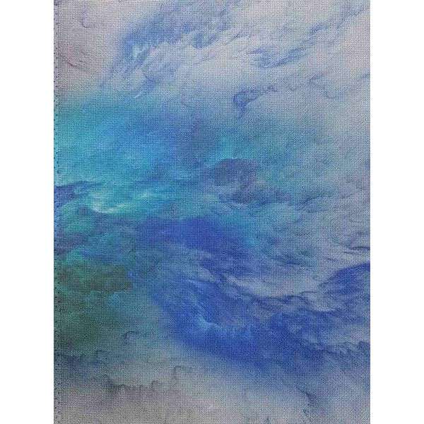 Stormy Sea Designer Printed AIDA Fabric. Canvas for embroidery with an applied background  KF-1059A