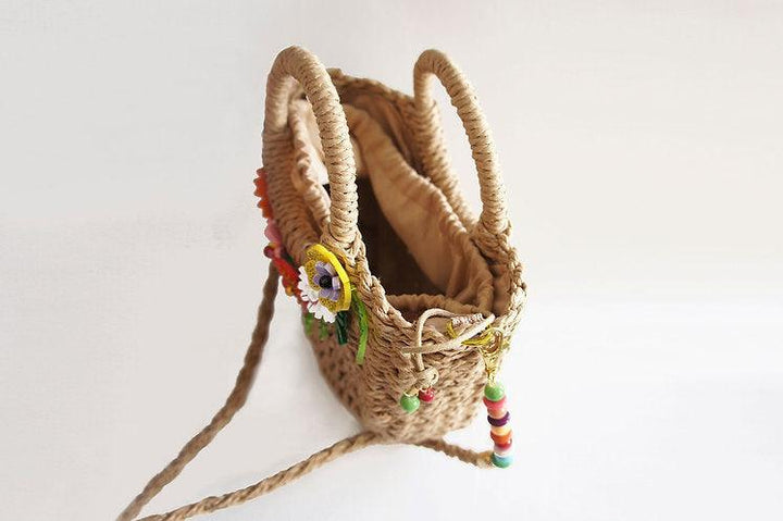 Straw Bag with Tropical Flowers by Laliblue - Quirks!