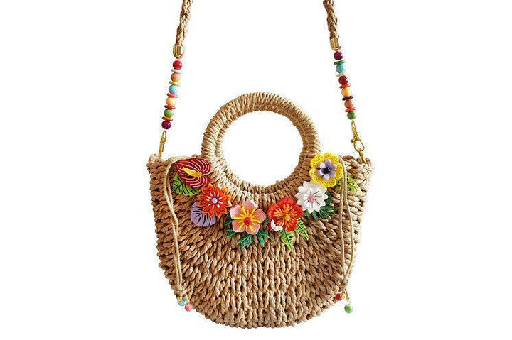 Straw Bag with Tropical Flowers by Laliblue - Quirks!