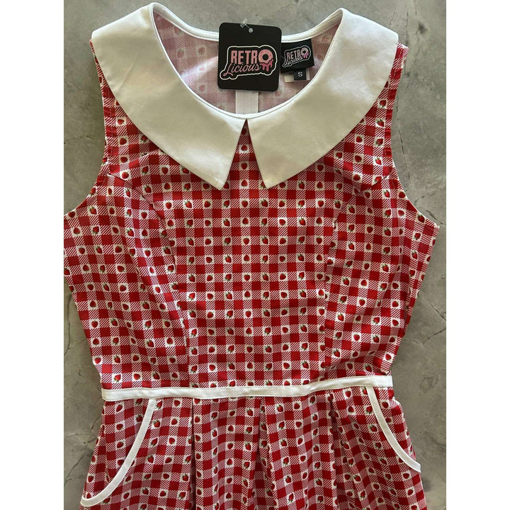 Strawberry Gingham Collared Dress