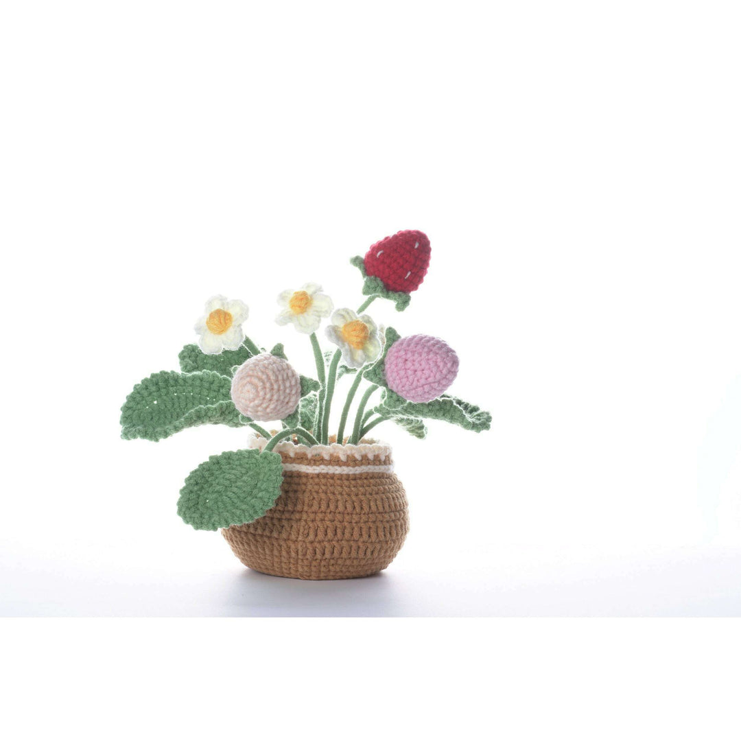 Strawberry. Potted Plant Amigurumi DIY Crochet Kit Wizardi F07N8-M32