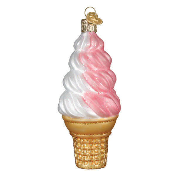 Old World Christmas Strawberry Swirl Soft Serve Blown Glass Ornament