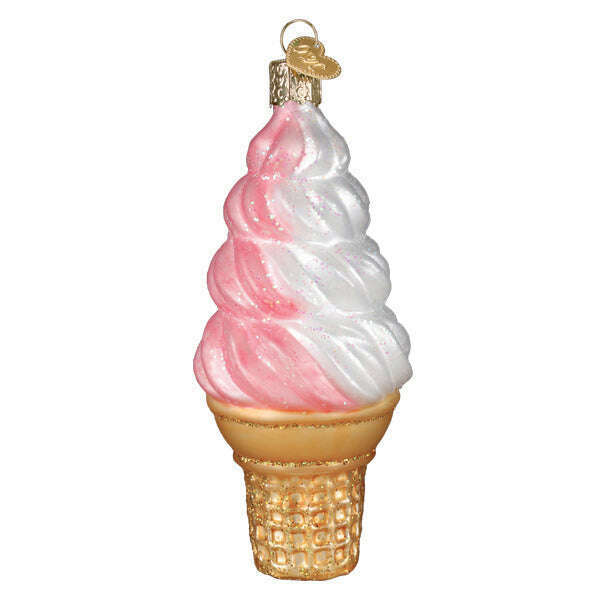 Old World Christmas Strawberry Swirl Soft Serve Blown Glass Ornament