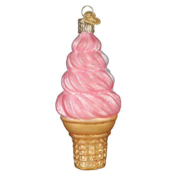 Old World Christmas Strawberry Swirl Soft Serve Blown Glass Ornament