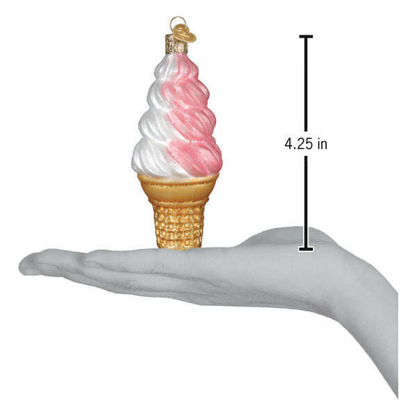 Old World Christmas Strawberry Swirl Soft Serve Blown Glass Ornament