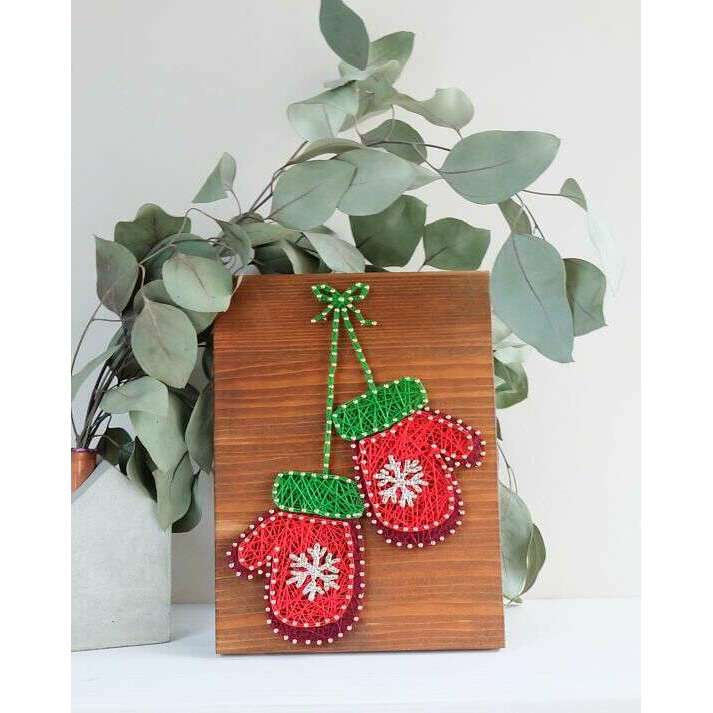String Art DIY Kit - Mittens. Wizardi Craft Kit F07-M12-6-DHACE17007