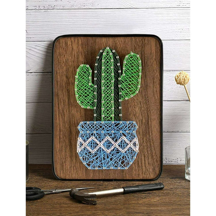 String Art DIY Kit - Potted Cactus. Wizardi Craft Kit F07-M12-3-DH5016