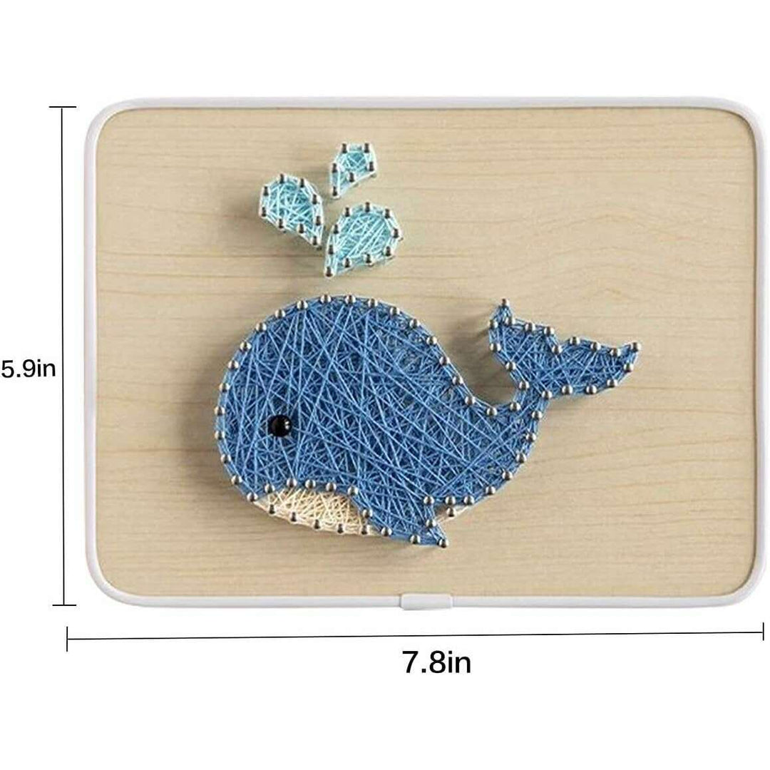 String Art DIY Kit - Whale. Wizardi Craft Kit F07-M12-3-DHBC28009
