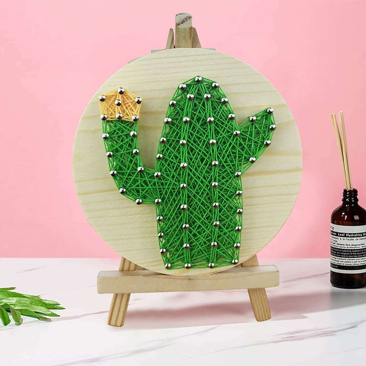 String Art DIY Kit with Stand - Cactus. Wizardi Craft Kit F07-M12-1-DHAA28289