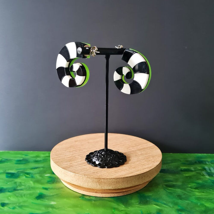 Striped Worm Snake Hoop Stud Earrings by Cherryloco Jewellery 2